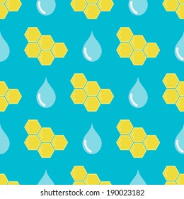 abstract seamless background with bees and of beekeeping attributes