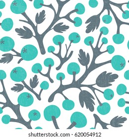 Abstract seamless background with berry branches. Vector illustration