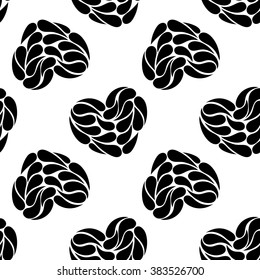 abstract seamless background of black hearts on a white background.vector illustration