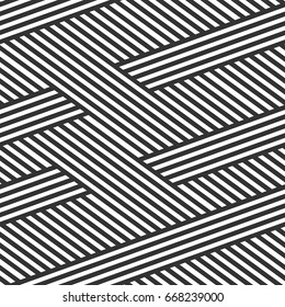 Abstract seamless background. Black-and-white stripes. Intertwined