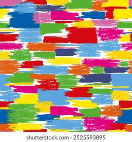 Abstrakter nahtloser Hintergrund mit Flecken. Farbige Pinselstriche. Handzeichnung. Nicht AI, Vektorgrafik