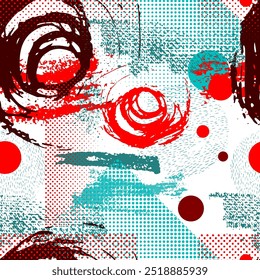 Abstract seamless background with blots. hand drawing. Not AI, Vector illustration