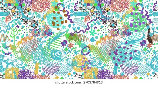 Abstract seamless background with blots. hand drawing. Not AI, Vector illustration