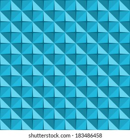 Abstract seamless background with blue 3D triangles, vector illustration