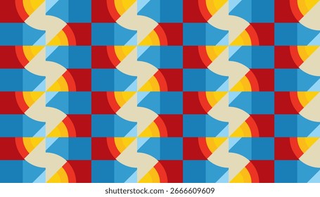 Abstractas fondo sin fisuras en tonos azules, rojos y amarillos