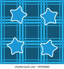 Abstract seamless background with blue stars. Vector illustration.