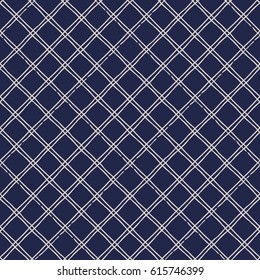 Abstract seamless background in blue and white. Seamless Tribal pattern. Fabric, textile, print in vector. Checkered motif. Seamless rustic background texture of crosshatched lines 