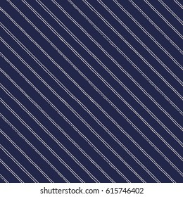 Abstract seamless background in blue and white. Seamless Tribal pattern. Fabric, textile, print. Simple folk motif. Vector background. Diagonal strips pattern
