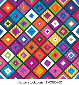 Abstract seamless background. Bright geometric print. EPS 10 vector illustration. Grunge effect can be removed.