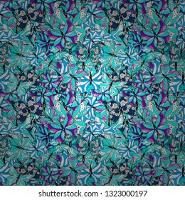 Abstract seamless background. Butterflies pattern. Illustration on blue, black and white colors. Fashion Fabric Design. Vector.