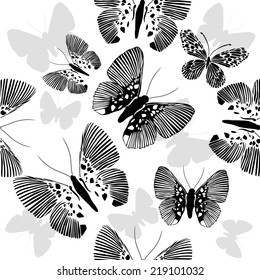 Abstract seamless background with butterflies. Vector