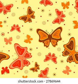 Abstract seamless background with butterflies. Vector illustration