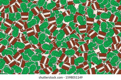 Abstract seamless background of cacti