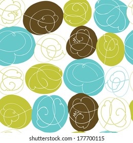 Abstract seamless background with calligraphic elements retro colors. Vector simple design frame pattern element at retro background. Hand drawn vector theme. Good for fabric, kitchen and cafe stuff