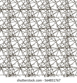Abstract seamless background of chaotic lines. Harmony of order and chaos. Vector pattern.
