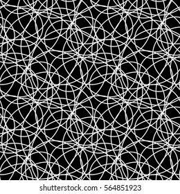 Abstract seamless background of chaotic lines. Harmony of order and chaos. Vector pattern.