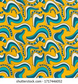 Abstract seamless background with chaotic wave decorative pattern.