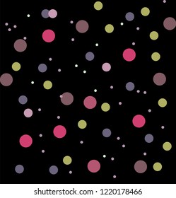 abstract seamless background with circles on black, confetti