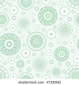Abstract seamless background with circles and stylized flowers. Vector illustration