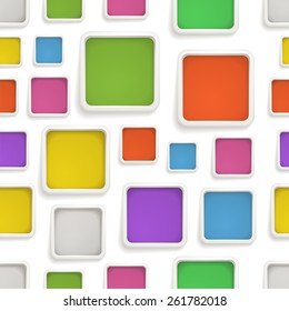 Abstract seamless background of color boxes. Template for a text