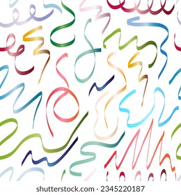 Abstract seamless background of colored gradient lines. Wavy, curved and curly lines for texture, textiles and creative design