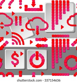 Abstract seamless background of colored signs. Vector  pattern.