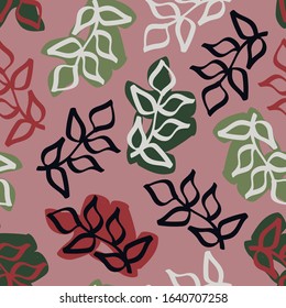 Abstract seamless background with colorful leaves, vector. Floral background. Use for seasonal background, wallpaper, textile and more