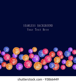 Abstract seamless background with Colorful Line of Gemstones on Dark Blue Backdrop. Vector illustration.
