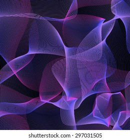 Abstract seamless background with colorful waves on black. Endless pattern can be used for creating card, pattern fills, wallpaper and textile.