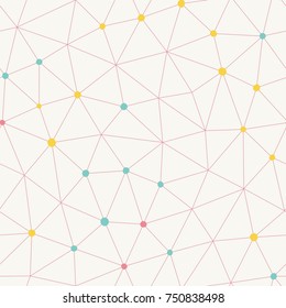 Abstract seamless background with connected dots. Vector repeating texture.