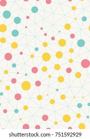 Abstract seamless background with connected dots. Vector repeating texture.