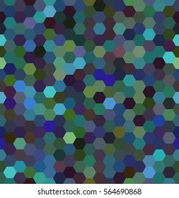 Abstract seamless background consisting of black, green, blue hexagons. Geometric design for business presentations or web template banner flyer. Vector illustration.