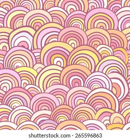 Abstract seamless background consisting of colorful geometric shapes. Pastel pink seamless pattern.  