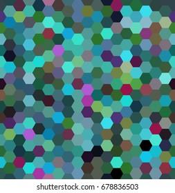 Abstract seamless background consisting of green, blue hexagons. Geometric design for business presentations or web template banner flyer. Vector illustration