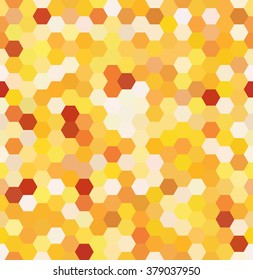 Abstract seamless background consisting of hexagons. Geometric design for business presentations or web template banner flyer. Vector illustration. Yellow, orange, white colors. 
