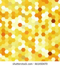 Abstract seamless background consisting of hexagons. Geometric design for business presentations or web template banner flyer. Vector illustration. Yellow, orange, white colors. 