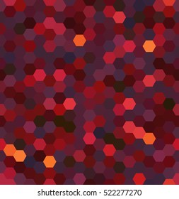 Abstract seamless background consisting of hexagons. Geometric design for business presentations or web template banner flyer. Vector illustration.  Purple, brown, orange colors. 