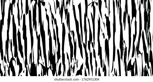 Abstract seamless background of creative stripes. Print of diverse curved lines, black and white pattern for textile in vector