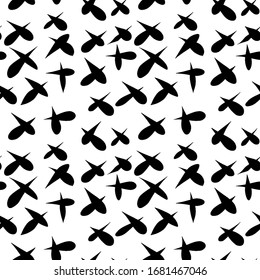 Abstrakter, nahtloser Hintergrund aus querformatigen abstrakten Pinselstrichen. Vektorillustration nahtloses Schwarzweiß-Muster. Design für Druck, eps10 Textilien.