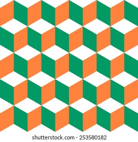 Abstract seamless background cube in colors of the Irish flag. Vector eps 10
