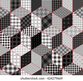 Abstract seamless background with a cube decoration in patchwork style