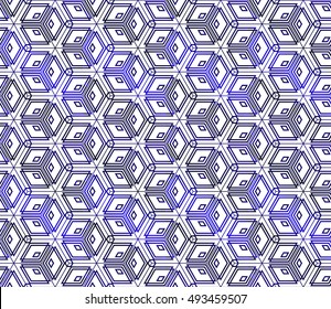abstract seamless background with cube. geometry vector. blue gradient