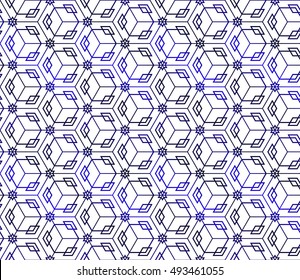 abstract seamless background with cube. geometry vector. blue gradient