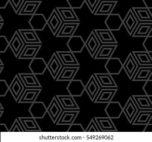 abstract seamless background with cube. geometry vector. monochrome color.