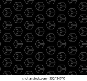 abstract seamless background with cube. geometry vector. monochrome color.