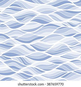 Abstract Seamless Background with Curly Lines. Serenity Wave Vector Pattern.