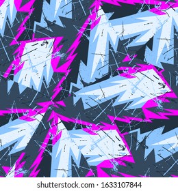 Abstract seamless background with curved geometry pattern, grunge spots.