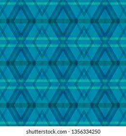 Abstract seamless background with dark cerulean geometric ornament. Vector graphic pattern