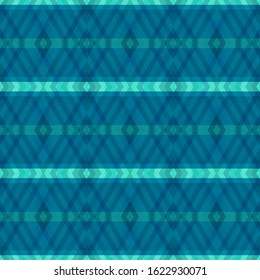 Abstract seamless background with dark green blue geometric ornament. Vector graphic pattern