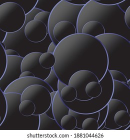 Abstract seamless background. Dark spheres with a gradient and a luminous haloColored spheres with a gradient and a luminous halo. Vector illustration